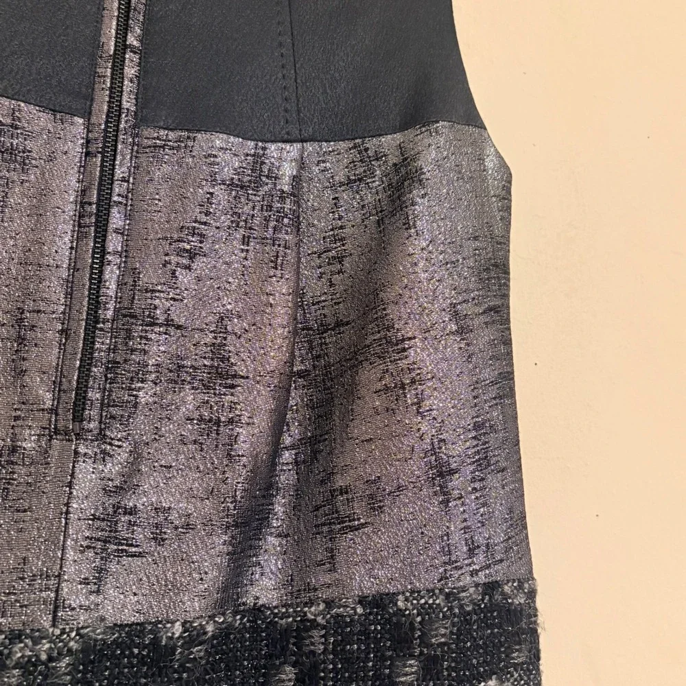 Tory‎ Burch 2008 Ready-to-Wear Runway Mixed Media Metallic Sheath Dress Size 6